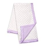 White Minky Dot Baby Blanket, Reverses to Purple Satin, by The Peanut Shell by The Peanut Shell