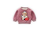 高品質　ベビー服　子供男女通用 綿100％　ふわふわ あたたか裏起毛 　クマ柄トップス トレーナー　Z&Z (100cm, ピンク)