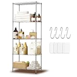 5段スチールラック 棚 メタルラック 耐荷重200kg 収納ラック 幅60×奥行40×高さ150cm シルバー