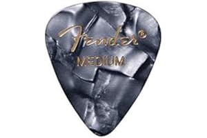 Fender Premium Celluloid Guitar Picks 351 Shape, Guitar Accessories, Black Moto, Medium, 12-Pack
