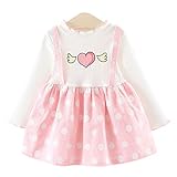 YY-Natuhi ベビー服 子供服 女の子 ワンピース ドレス ニット セーター 重ね着風 水玉柄 キッズ チュニック おしゃれ 可愛い 長袖 ハート 春秋冬 新生児 入園式 入学式 発表会 結婚式