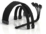 LINKUP - AVA 3in1 12VHPWR PCIE 5.0 電源アダプター | 450W 16AWG | 全電源ユニット（PSU）に対応 | UL規格認定・スリーブ付きジャケット | RTX5000 RTX4000 GPU用の4本セット | ゲームのパフォーマンスを飛躍的に向上させよう | 30cm ブラック