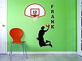 Personalizedカスタム名&番号Basketball Slam Dunk HoopスポーツチームBoyビニール壁デカールステッカー子供寝室10インチx 20インチ