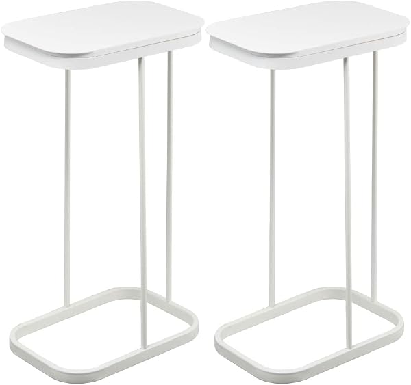 Yamazaki Luce Trash Bag Holder, For Sorting Trash, Lidded, Top Opening (Wide Side), White, Set of 2, 11.9 gal (45L), Stylish, Slim Design, Includes Mono Gallery Exclusive Sorting Stickers - 1
