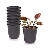 T4U 14.5CM プラスチックミ二植木鉢 ラウンド 多肉植物 サボテン鉢 フラワーポット プランター容器 ダークブラウン 8個入り