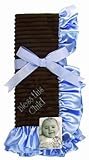 Sue Berk Designs Bless This Child Baby Blanket, Blue/Brown by Sue Berk Designs