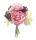 「ノーブランド品」手製結ぶ造花ボタン 花嫁ウェディングブーケ ブライダルフラワー(ピンク*1)