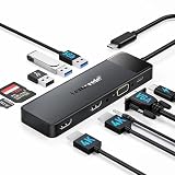 USB C ドッキングステーション hdmi 2つ デュアル HDMI 3画面 拡張 Type C Dock 10-in-1 4K ハブ HDMI 2ポートリプル ディスプレイHDM I*２/VGA/USB-C PD100W 急速充電/USB3.0&USB2.0ｘ2/3.5mmオーディオ音声/SD＆TFカードリーダーMacBook Pro/Airなど対応