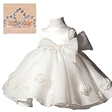 （シモンヌ）SIMONNE ベビー キッズ プリンセス ドレス ティアラ セット フォーマル 子供 ワンピース (ホワイト 80)