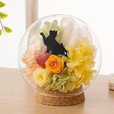 プリザーブドフラワー Ruplan（ルプラン）ガラスドーム 黒猫 ねこ インテリア雑貨 ｜ シャルル (ムギオレンジ)