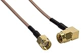 Amphenol CO-316SMARSMA-005 Beige RG316 High Temp Coaxial Cable SMA Male to SMA Right Angle Male 5' [