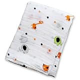 Lulujo Baby Muslin Cotton Swaddling Blanket, Janimals, 47 x 47 by lulujo Baby