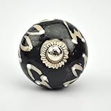 Ornate black floral Ceramic knobs for cabinets & cupboards - hand painted pulls