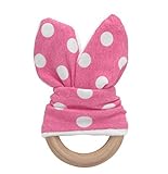 Hot Sale! Natural Teething Ring Teether Cute Baby Safety Handmade Wooden Bunny Sensory Toy [並行輸入品]