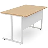 LOWYA （ロウヤ） デスク パソコンデスク 木目×スチール 傷つきにくい天板 コード穴 幅120cm ホワイト×ナチュラル 新生活