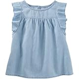 OSHKOSH(オシュコシュ) フラッタースリーブシャンブレートップ シャンブレー トップス半袖シャツ 9ヶ月【並行輸入】