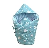 新生児 赤ちゃん おくるみ フード付き【ふんわり あったか / 冠柄 星柄】 収納袋付き (薄緑色（星柄）)