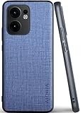 Aioria 互換性 ケース for OPPO Reno13 A Reno 13 A 13A 生地パターンレザー高級に保護純色スマホケース (Blue, Reno13 A)