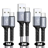 GHNTJAP USB Type C ケー ブル 【1m+2m+3m/3本セット】 USB A to USB C ケーブル 3A急速充電 QC3.0対応 タイプC ケーブル iPhone16/Galaxy/Pixel/Xperia/LG等USB-C機器対応 ナイロン編み ブラック
