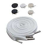 [アクティカ] スニーカーシューレース 靴ひも 金属セルチップ メタルチップ 石目平 ランクアップ カスタマイズ 120-150cm 幅6mm8mm metaltip シルバーチップホワイト 150cm