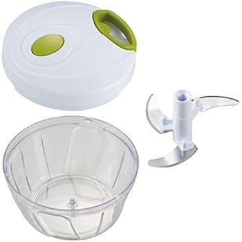 竹原製缶 みじん切り器 野菜 チョッパー ホワイト 直径12.5cm×高さ9cm 簡単ひもを引くだけ 容量440ml 3枚刃 A-80