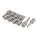 uxcell　拡張ソケットアダプター　クロムバナジウム鋼　グレー　329g　インパクトドリル　動力工具　１０個入り