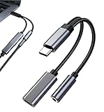 Type-C 2in1 タイプC 15w 充電可能 イヤホン 内蔵DAC 変換ケーブル ナイロン編み 二股ケーブル 高耐久 イヤホンジャック 3.5mm USB-C イヤホン Pad/mac book/Google /pixel5/Galaxy/mateなどのイヤホンジャックがないのType-Cポートのデバイスに対応