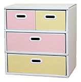 マツダ紙工業 お片付けチェスト(3段・ピンク/イエロー) 9001000119