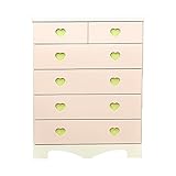 アルファタカバ 子供部屋に置きたいキッズチェスト ポップハート 幅75cm5段タイプ パステルピンク(取っ手グリーン)