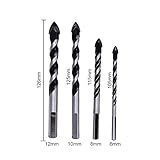 4ピース6/8/10/12ミリメートルドリルビットセットヘッド磁器槍ヘッド用ガラスセラミックタイル大理石壁三角形コア掘削