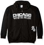 MLBシカゴホワイトソックスメンズFull Zip Poly Fleece with Wordmark Chest withロゴnearポケット、2 x /トール、ブラック