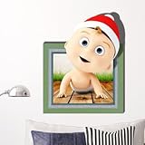 3dベビーキッズ部屋漫画子供サンタ帽子クリスマス壁デカール取り外し可能ペーパーステッカーアートDIY装飾^。