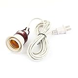 SODIAL(R) USプラグAC 110-220V　プラスチック製シェル　パワー有線ランプホルダー　E27 118インチ
