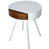 タンスのゲン 【完成品】 サイドテーブル 丸型 円型 アイアン 木製 北欧 モダン カフェ テーブル スライド 収納 ウォールナット 30800004 WN