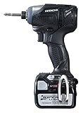 日立工機 14.4V コードレスインパクトドライバー 充電式 3.0Ahリチウムイオン電池、充電器、予備電池、ケース付 ブラック WH14DDL(2LSCK)(B)