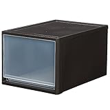 ストラ53-Lダークブラウン×4個セット　プラスチック収納　引出式プラスチック衣装ケース　クローゼット用　奥行53cm