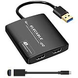 ELECABLE USB 3.0 - デュアルHDMIアダプター - 4K+4K 60Hz Ultra HD - DisplayLink DL6950チップ内蔵 - 画面を複数のモニターテレビに拡張 Windows、Mac OS、Android、Chrome OS、Ubuntuに対応