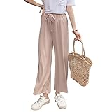 Sillictor ワイドパンツ スカンツ レディース ガウチョ パンツ 無地 九分丈 カーキ 753 L
