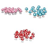 Flameer マイクロ風景置物　盆栽　キノコ　装飾　60個/40個入り　各色20個　ミニチュア　ガーデン　樹脂製 - 60個：青＆赤＆ピンク