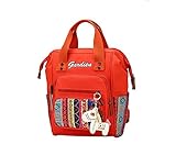 幸せな リュック 民族柄 保温ポーチ付き ポケットが多い かわいいストラップ付き 大容量 軽量 人気 多機能 安全性 大きな開く 【フロントポケット/サイドポケット/メインポケット】全3色 (橙色)