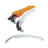 剪定のこぎり 360mm ロングサイズ 枝打ち鋸 スゴイ 鞘付き 本体 + 替刃 セット (山林用ノコギリ シルキー)