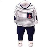 Wanghongベビー服 子供服 上下セット パーカー Tシャツ 丸首 長袖 ベビー服　赤ちゃん服　幼児　子供服　男の子 　 縞模様 可愛い 春 秋 スポーツ 運動会 旅行 記念日 プレゼント80CM