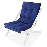 LOWYA （ロウヤ） ソファ 一人掛けソファ 北欧家具 折りたたみ式 ミルフィーユマットレス 天然木 軽量 パーソナルチェア リラックスチェア ファブリック ホワイトフレーム/ネイビー おしゃれ 新生活