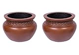 BirdRock Garden 12" Platted Jar - set of 2- Medium Dark Brown | Outdoor Planter Urn [並行輸入品]