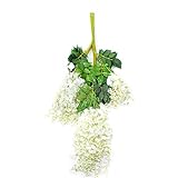 adeeing 12 x Artificial Flower Wisteria Garden Hanging Vineウェディング装飾用(ホワイト)