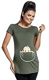 Zeta Ville レディースマタニティTシャツシャツトップ面白い赤ちゃんチラッと覗くを印刷 501c (カーキ色, JA 15/17, XL)