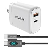 アドテック PD充電器 65W 2ポート【USB-C+USB-A】【PD3.0/GaN (窒化ガリウム) 】 スマートモニタリング LED表示 eMarker搭載 1.2m Type-Cケーブル付属/ホワイト/APD-V065AC-WH/SALED