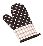 耐熱オーブンミット キッチン ベーキング＆クッキング 丈夫なコットンミット フレキシブルミット (ブラック,1個)