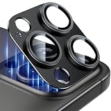 Esanik 2枚セット iPhone 15 Pro/iPhone 15 Pro max カメラフィルム アルミ合金製 カメラ保護 レンズカバー レンズ保護 強化ガラス 耐衝撃 擦り傷防止 3レンズ保護 露出オーバー防止 レンズ保護フィルム ブラック