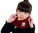 COMVIP 女の子 男の子 子供 キッズ 防寒 厚手 可愛い 装飾 ふわふわ カジュアル スカーフ スヌード ネックウォーマー 通学 通園 マフラー ロング スカーフ 赤色 B